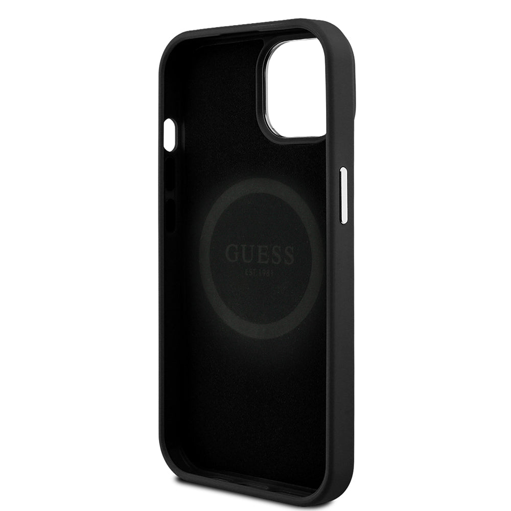 Guess iPhone 15 Orjinal Lisanslı M-safe Şarj Özellikli Grained Triangle Kılıf Guess iPhone 15 Orjinal Lisanslı M-safe Şarj Özellikli Grained Triangle Kılıf